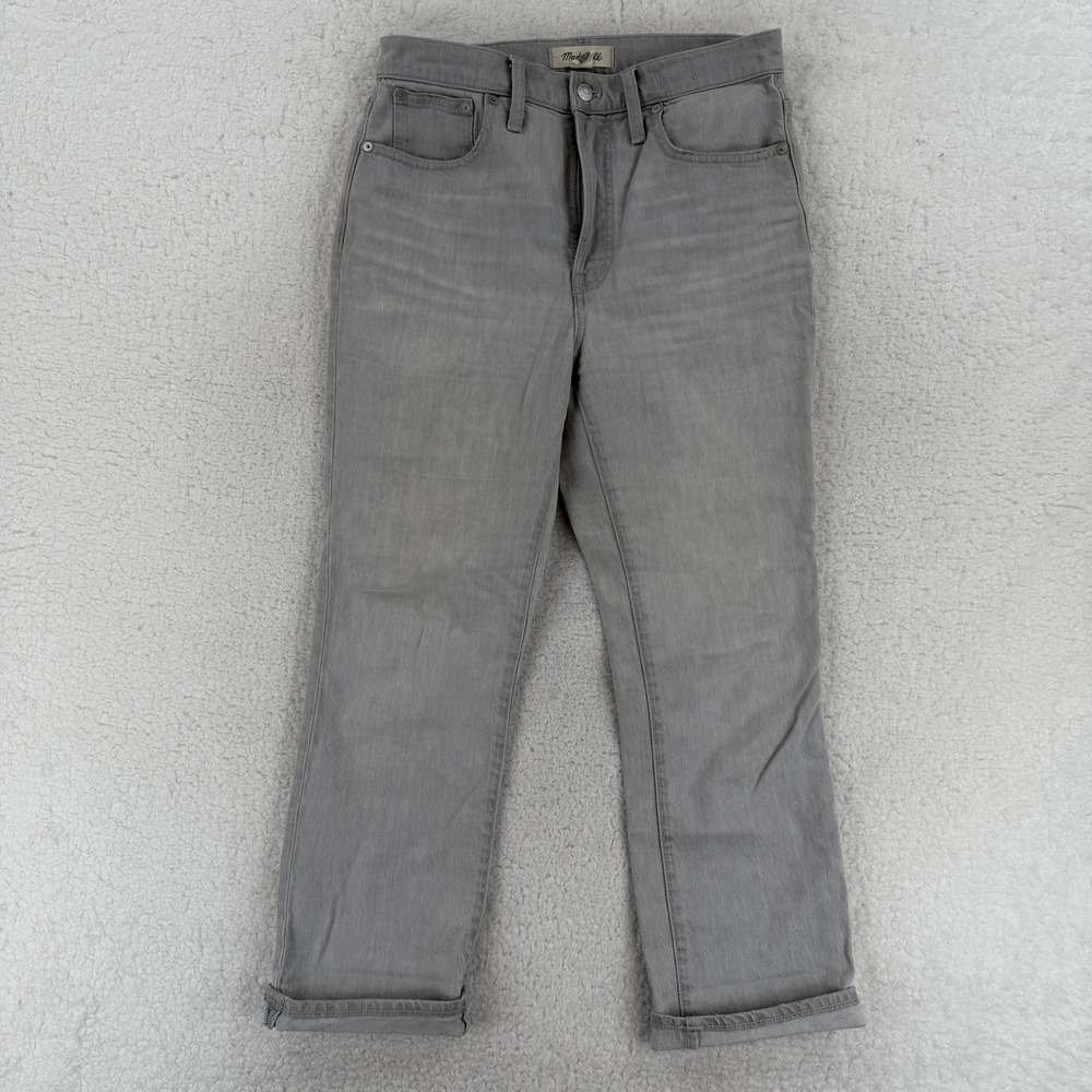 Madewell Slim Demi-Boot Jeans Womens 27 Gray Light‎ Wash Mid Rise Stretch Denim